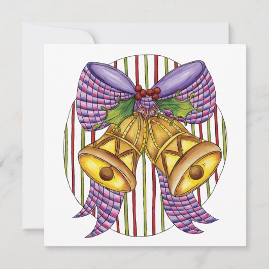 Cute Kerstmis Jingle Bells met lint en lint Kaart (Voorkant)