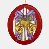Cute Kerstmis Jingle Bells met lint en lint Keramisch Ornament (Links)
