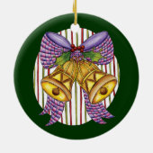Cute Kerstmis Jingle Bells met lint en lint Keramisch Ornament (Achterkant)
