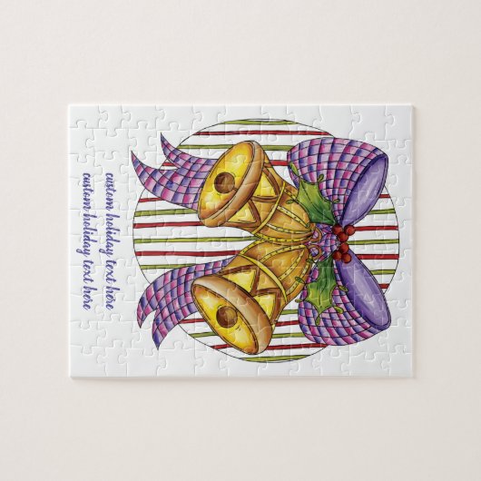 Cute Kerstmis Jingle Bells met lint en lint Legpuzzel (Horizontaal)