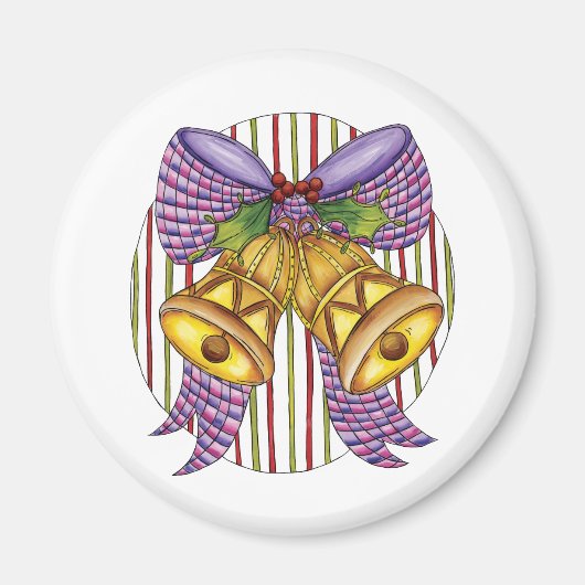 Cute Kerstmis Jingle Bells met lint en lint Magneet (Voorkant)