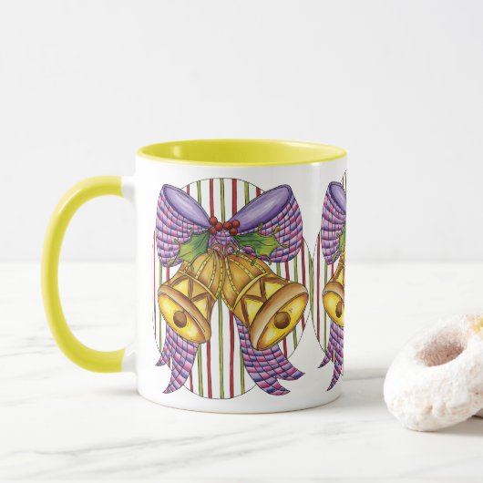 Cute Kerstmis Jingle Bells met lint en lint Mok (Met donut)