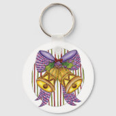 Cute Kerstmis Jingle Bells met lint en lint Sleutelhanger (Voorkant)