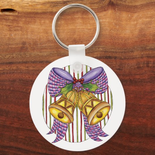 Cute Kerstmis Jingle Bells met lint en lint Sleutelhanger (Achterkant)