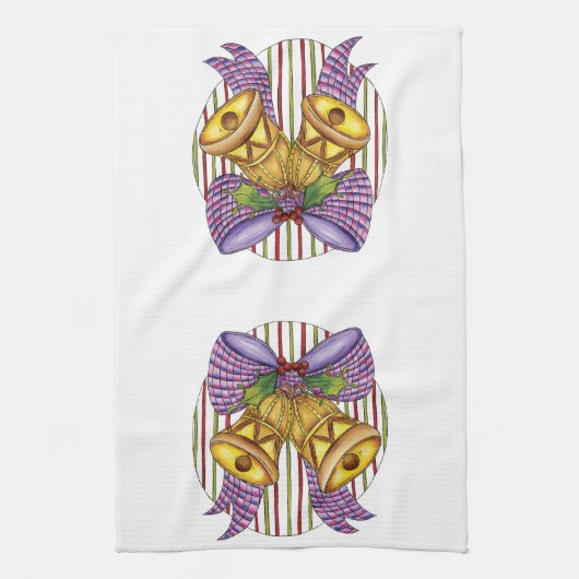 Cute Kerstmis Jingle Bells met lint en lint Theedoek (Verticaal)