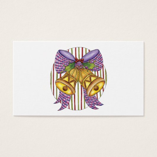 Cute Kerstmis Jingle Bells met lint en lint Visitekaartjes (Voorkant)