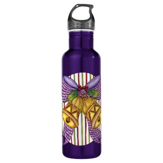 Cute Kerstmis Jingle Bells met lint en lint Waterfles (Voorkant)