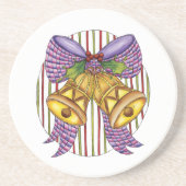 Cute Kerstmis Jingle Bells met lint en lint Zandsteen Onderzetter (Voorkant)