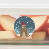 Cute kerstmis kat, grappige kat draagt santa hat labels (Aangebracht)