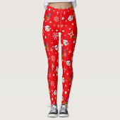 Cute Kerstmis Kat Red Leggings (Voorkant)