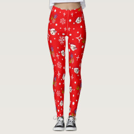 Cute Kerstmis Kat Red Leggings