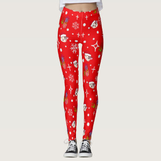 Cute Kerstmis Kat Red Leggings