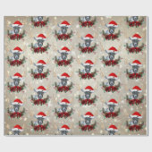Cute Kerstmis Kind Goat Poinsettia Wreate Cadeaupapier (Vlak)