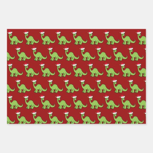 Cute Kerstmis Kinder Dinosaur Santa Inpakpapier Vel (Voorkant 2)