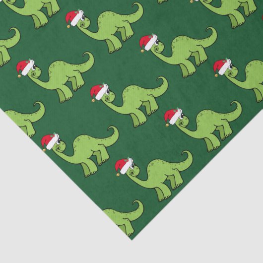 Cute Kerstmis Kinder Dinosaur Santa Tissuepapier (Detail)