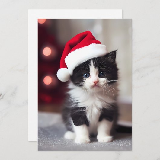 Cute Kerstmis Kitten Feestdagenkaart (Voorkant / Achterkant)