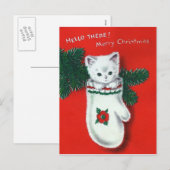 Cute Kerstmis Kitten Feestdagenkaart (Voorkant / Achterkant)