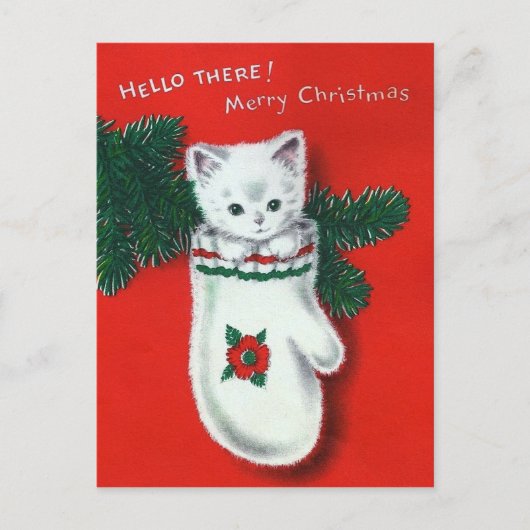 Cute Kerstmis Kitten Feestdagenkaart (Voorkant)