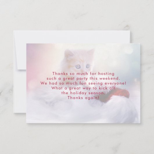 Cute Kerstmis Kitten Hartelijk dank Bedankkaart (Achterkant)