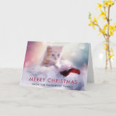Cute Kerstmis Kitten Holiday Kaart (Gele Bloem)