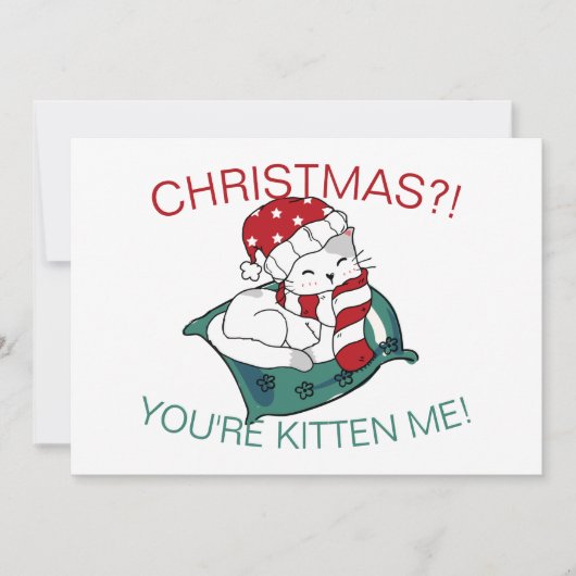 Cute Kerstmis Kitten Illustratie Fotokaart (Voorkant)