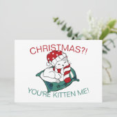 Cute Kerstmis Kitten Illustratie Fotokaart (Staand voorkant)