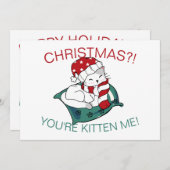 Cute Kerstmis Kitten Illustratie Fotokaart (Voorkant / Achterkant)