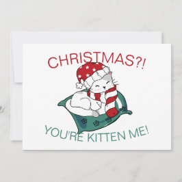 Cute Kerstmis Kitten Illustratie Fotokaart