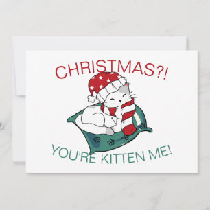 Cute Kerstmis Kitten Illustratie Fotokaart