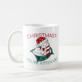 Cute Kerstmis Kitten Illustration Coffee Mok (Links)
