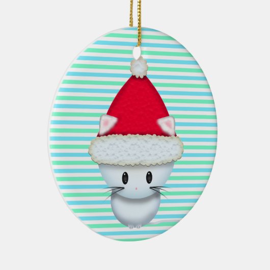 Cute Kerstmis Kitten in Santa Hat Keramisch Ornament (Rechts)
