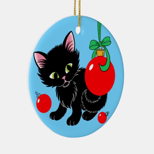 Cute Kerstmis Kitten Keramisch Ornament (Rechts)