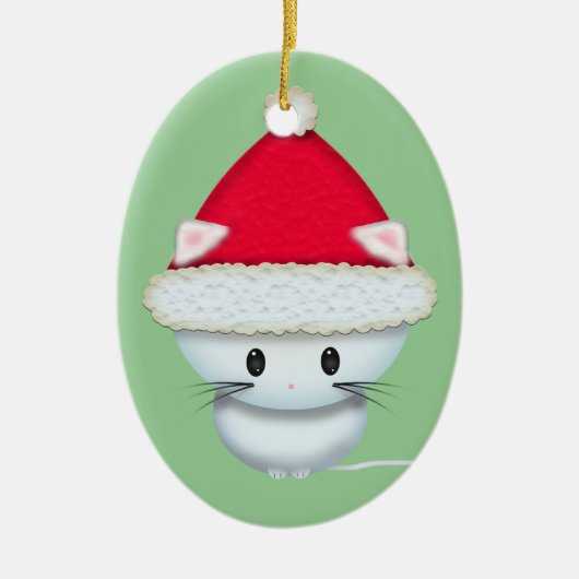 Cute Kerstmis Kitten Keramisch Ornament (Voorkant)