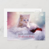 Cute Kerstmis Kitten Party nodigt uit Briefkaart (Voorkant / Achterkant)