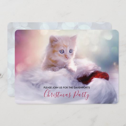 Cute Kerstmis Kitten Party nodigt uit Kaart (Voorkant / Achterkant)