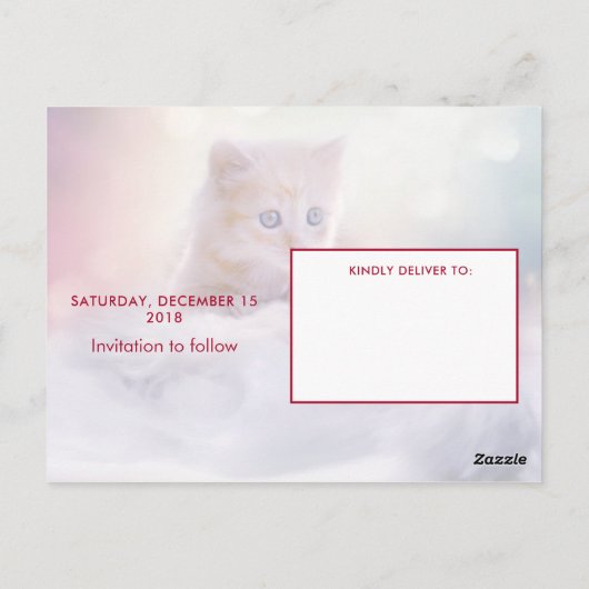 Cute Kerstmis Kitten Party Save the Date Briefkaart (Achterkant)