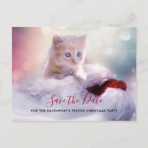 Cute Kerstmis Kitten Party Save the Date Briefkaart