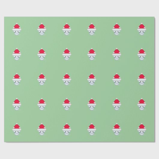 Cute Kerstmis Kitten Pattern Cadeaupapier (Vlak)