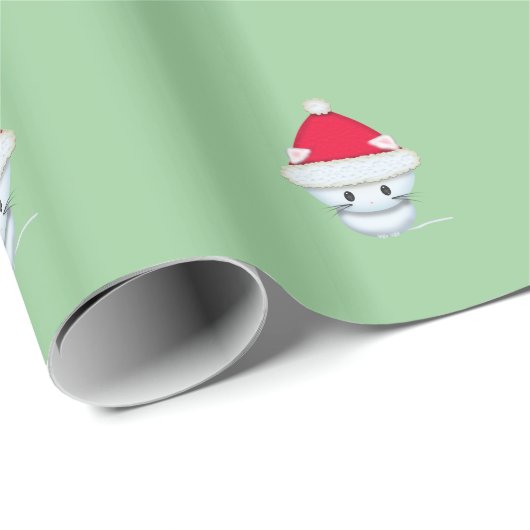 Cute Kerstmis Kitten Pattern Cadeaupapier (Rol Hoek)