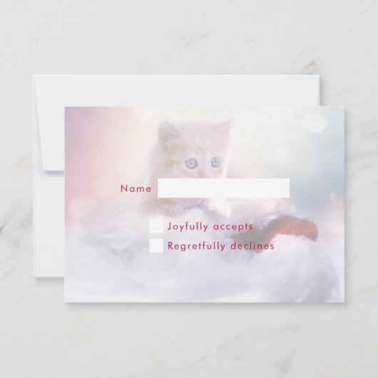 Cute Kerstmis Kitten RSVP (Achterkant)