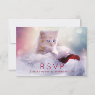 Cute Kerstmis Kitten RSVP Kaartje