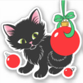 Cute Kerstmis Kitten Sticker (Voorkant)