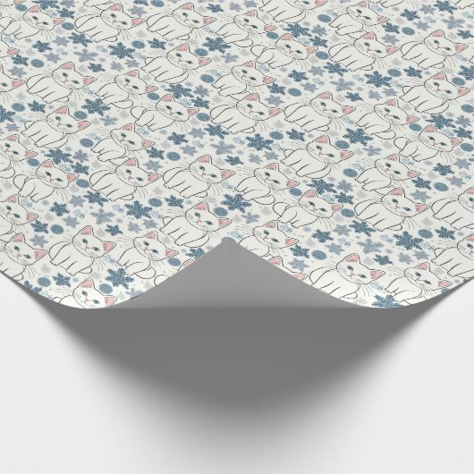 Cute Kerstmis Kittens Cadeaupapier (Hoek)