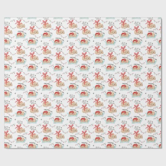 Cute Kerstmis Kitty Cat Pattern Cadeaupapier (Vlak)