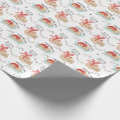 Cute Kerstmis Kitty Cat Pattern Cadeaupapier (Hoek)