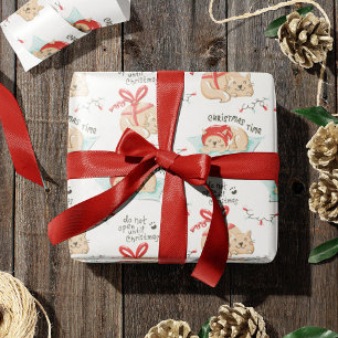 Cute Kerstmis Kitty Cat Pattern Cadeaupapier