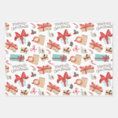 Cute Kerstmis Kitty Cat Pattern Inpakpapier Vel (Voorkant 3)