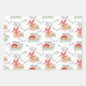 Cute Kerstmis Kitty Cat Pattern Inpakpapier Vel (Voorkant)