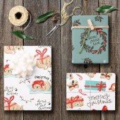 Cute Kerstmis Kitty Cat Pattern Inpakpapier Vel