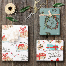 Cute Kerstmis Kitty Cat Pattern Inpakpapier Vel